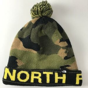 The North Face Youth Woodland Camo Winter Pom Pom Hat